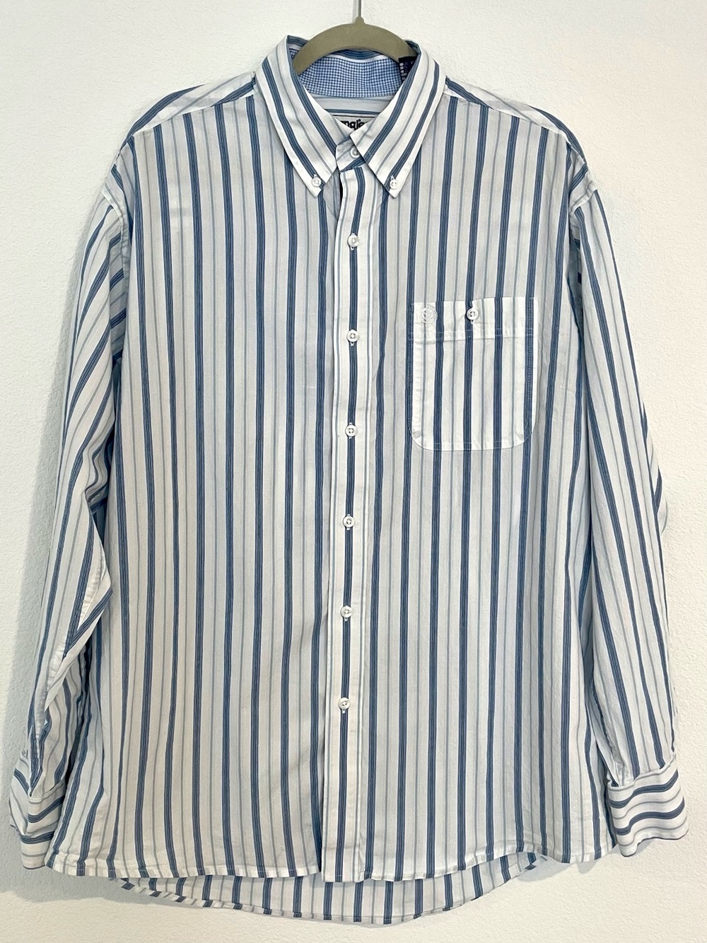 George Strait by Wrangler Men's Blue & White Striped Button-Down Shirt